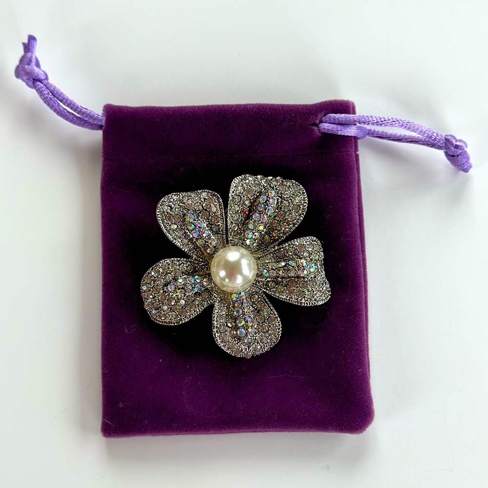 Crystal Flower Brooch